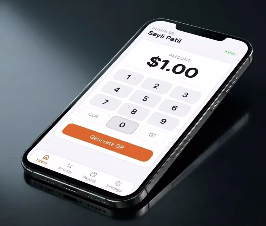 Merchant entering a payment amount on a point-of-sale screen